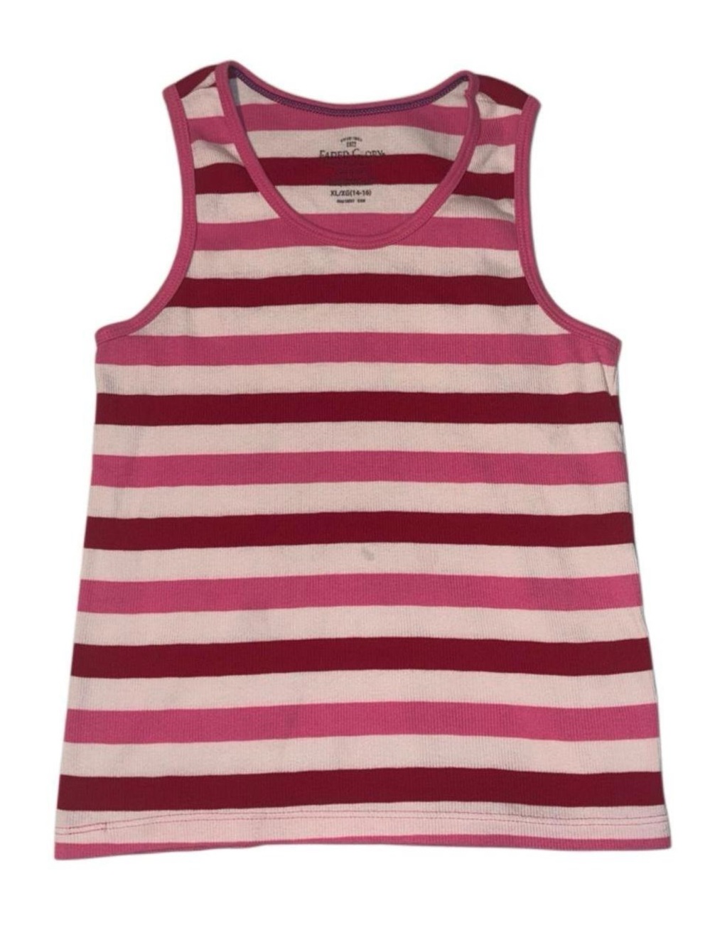 Faded Glory Striped Tank Top - Pink, Red, and White
